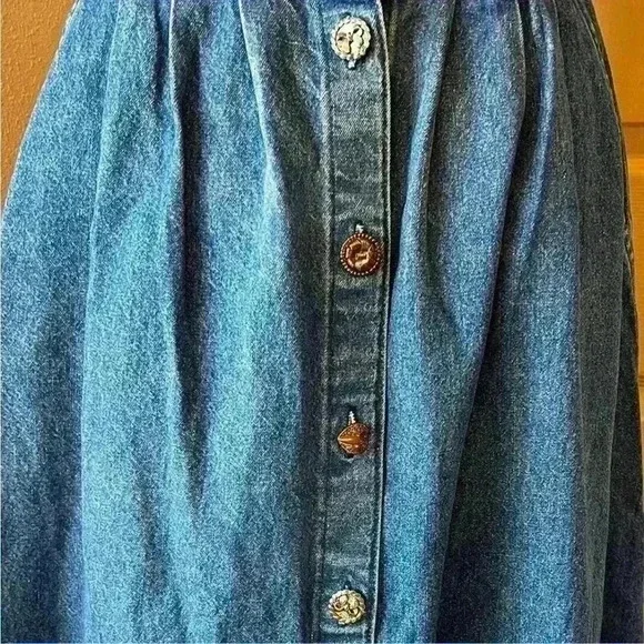 Vintage Cherokee Denim Button Up Skirt 100% cotton Blue Jeans - Picture 3 of 5